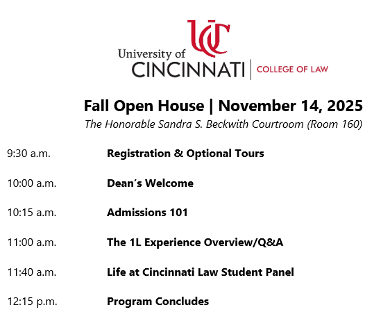 Tentative November 14 Open House schedule