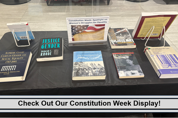 Constitution Week Display featuring books on gender and sexual equality
