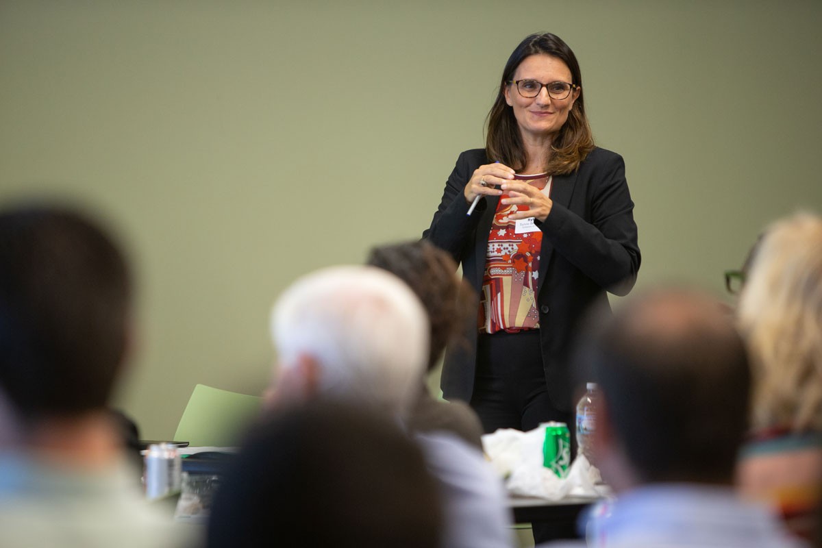 UC Law LLM student presents to lawyers about international trade and business in Europe.